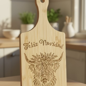 Feliz Navidad Highland Cow Cutting Board