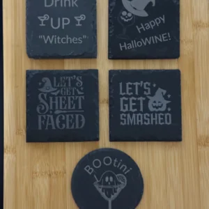 Rock Slate Square Coasters Halloween Funny