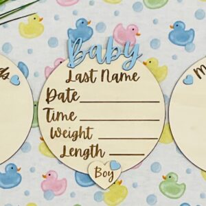 Baby BOY Keepsake Announcement with Hands and Toes! Font 4