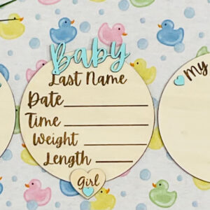 Baby GIRL Keepsake Announcement with Hands and Toes! Font 4