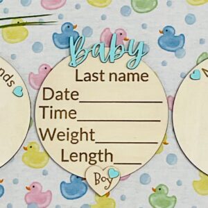 Baby BOY Keepsake Announcement with Hands and Toes! Font 5