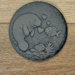 Valentine Manatee Slate Coaster